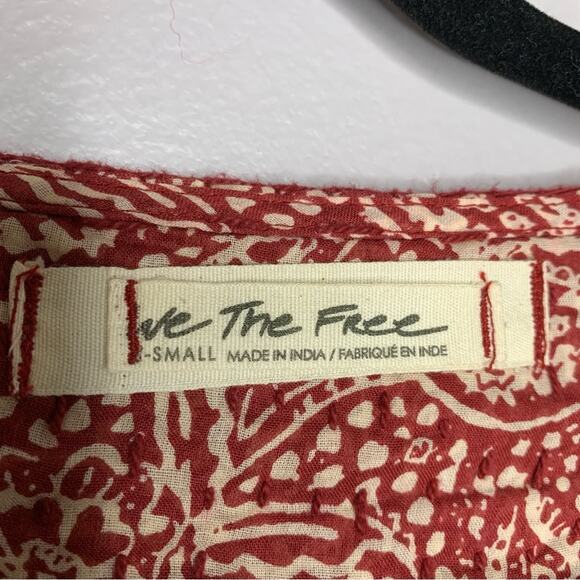 Free people Cool Meadow printed top in sweet Cramberry burgundy women's size XS - Picture 6 of 9